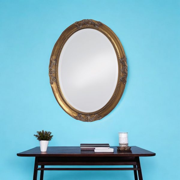 Homeroots - 33" Gold Oval Framed Accent Mirror - Image 1