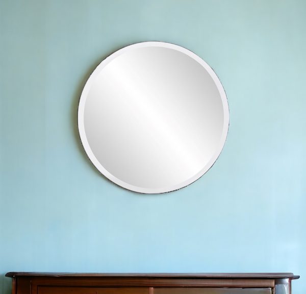 Homeroots - 28" Gray Round Unframed Accent Mirror - Image 1