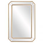 Homeroots - Recatngle Gold Leaf Mirror With Angled Corners Frame