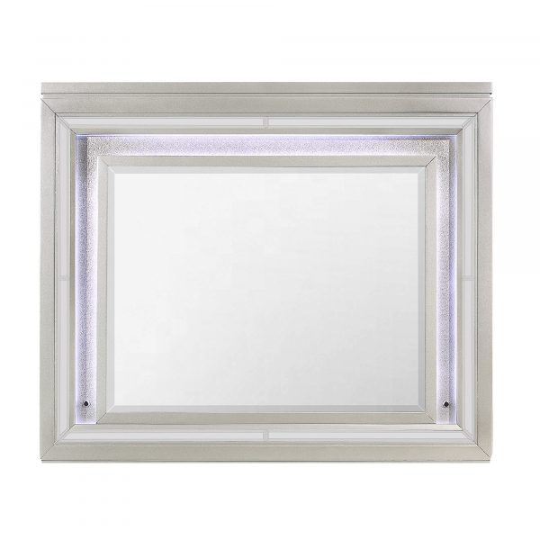 Homeroots - 38" Champagne Wood Lighted Mounted Accent Mirror - Image 1