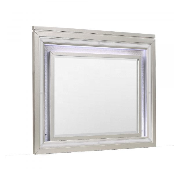Homeroots - 38" Champagne Wood Lighted Mounted Accent Mirror - Image 3
