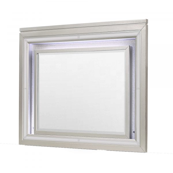 Homeroots - 38" Champagne Wood Lighted Mounted Accent Mirror - Image 4