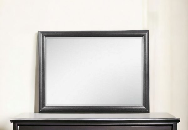Homeroots - 35" Dark Gray Wood Framed Mounted Dresser Mirror - Image 1