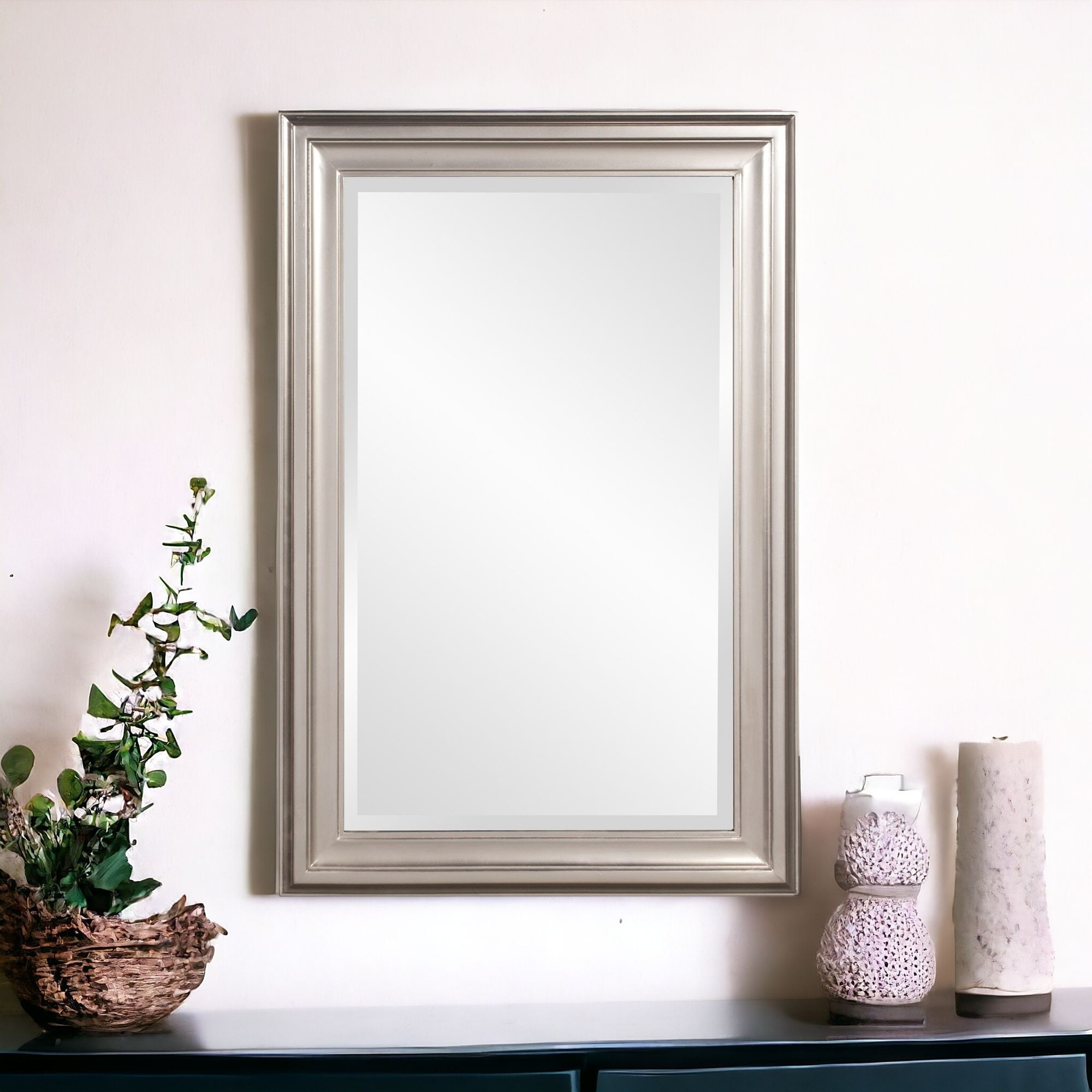 384188_8 Homeroots - 33" Silver Framed Accent Mirror - Image 1