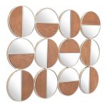 Homeroots - Set of Twelve Gold and Walnut Round Steel Framed Accent Mirror - Image 3
