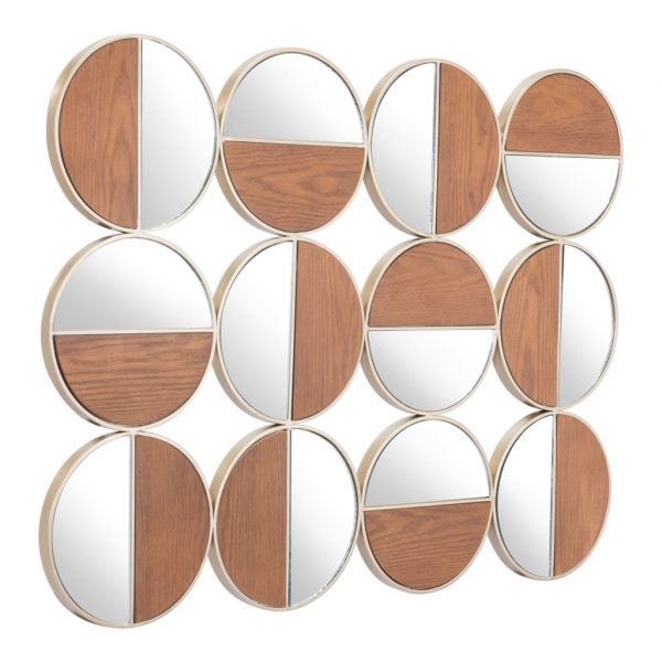 Homeroots - Set of Twelve Gold and Walnut Round Steel Framed Accent Mirror - Image 3