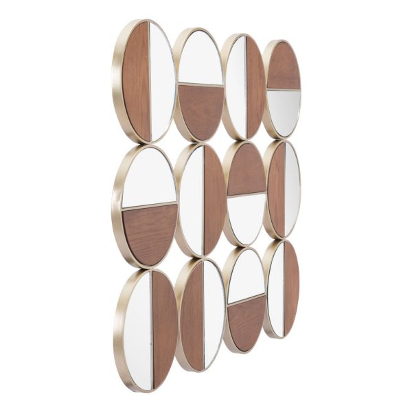Homeroots - Set of Twelve Gold and Walnut Round Steel Framed Accent Mirror - Image 4