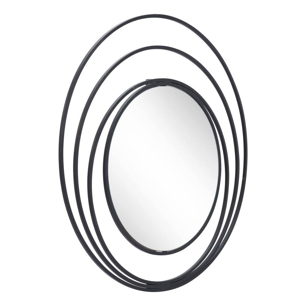 385474_8_Gm7lrePz Homeroots - 32" Black Oval Steel Framed Accent Mirror - Image 1