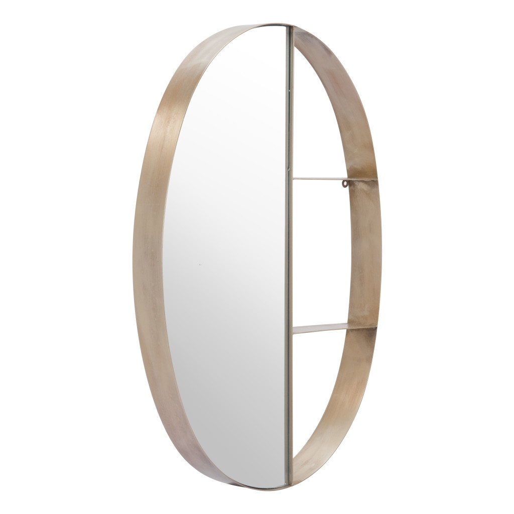 391644_8_g0sPRA1U Homeroots - 34" Bronze Oval Steel Framed Accent Mirror - Image 1
