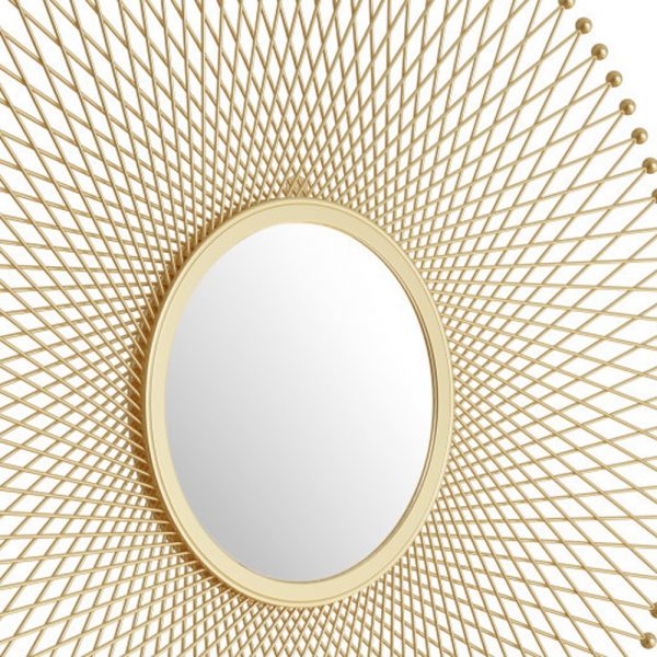 Homeroots - 35" Gold Round Iron Framed Accent Mirror - Image 4
