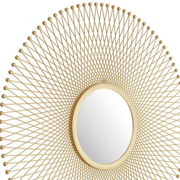 Homeroots - 35" Gold Round Iron Framed Accent Mirror - Image 5