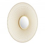 Homeroots - 35" Gold Round Iron Framed Accent Mirror