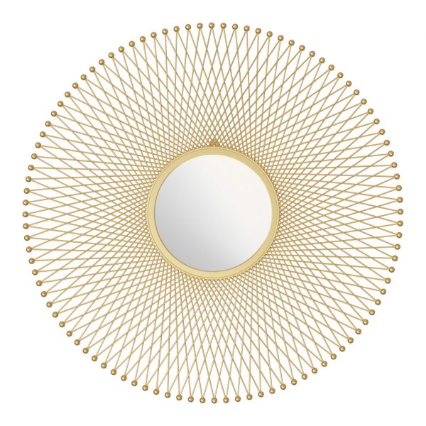 Homeroots - 35" Gold Round Iron Framed Accent Mirror - Image 3