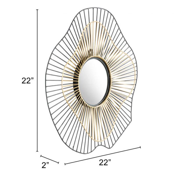 Homeroots - 22" Black Abstract Metal Framed Accent Mirror - Image 8