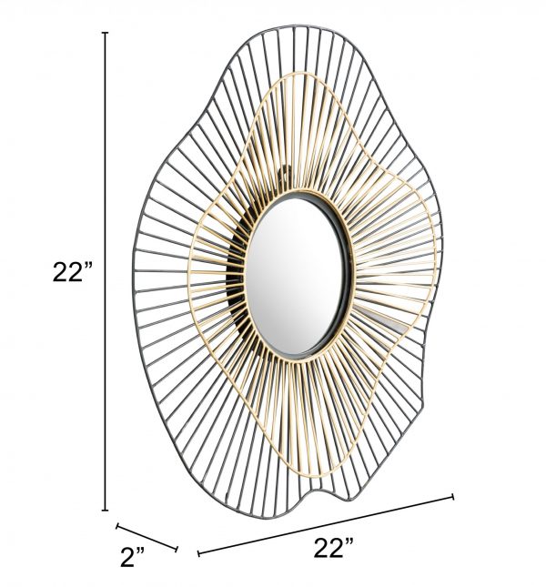 Homeroots - 22" Black Abstract Metal Framed Accent Mirror - Image 7