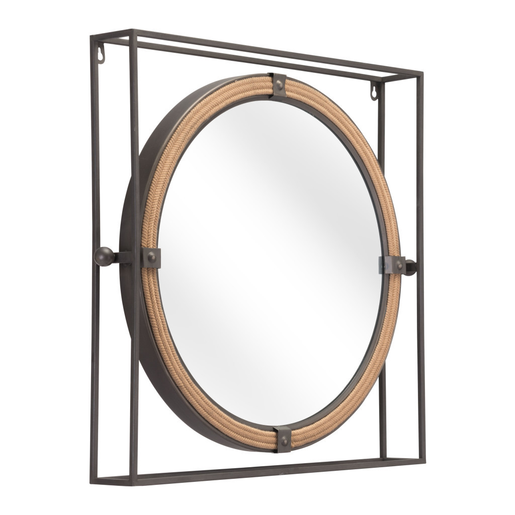 391657_10_fYs2tWxr Homeroots - 22" Gray Square Steel Framed Accent Mirror - Image 1