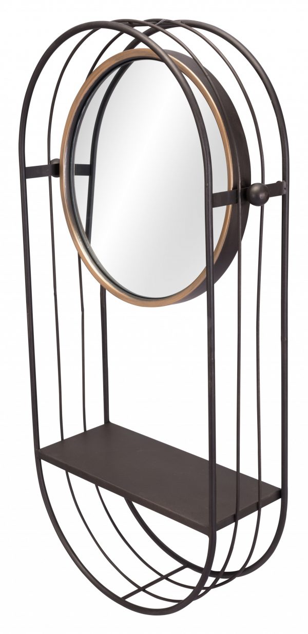 Homeroots - Industrial Gray Mirror Shelf - Image 2
