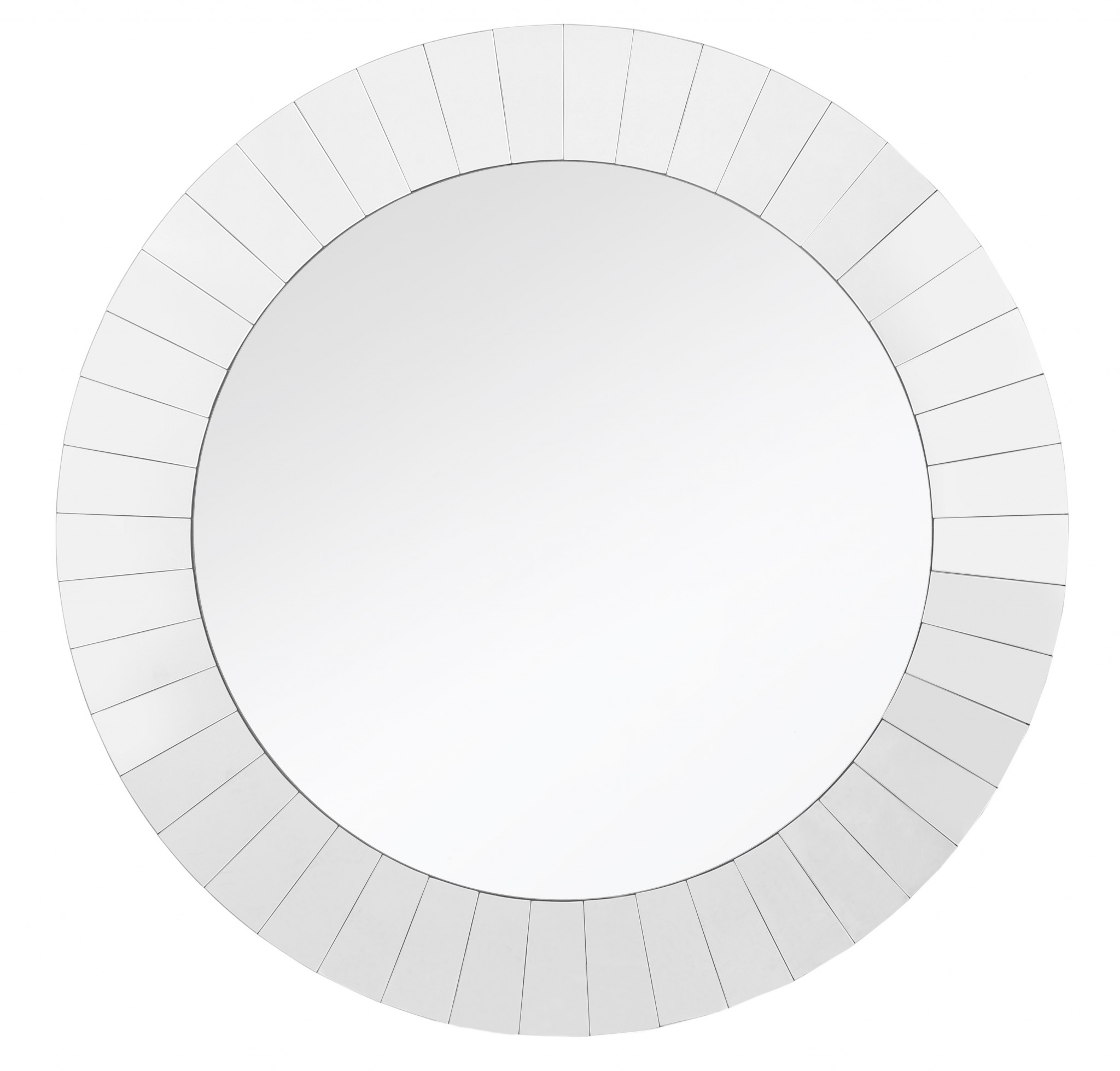 396579_1 Homeroots - 35" Clear Round Glass Framed Accent Mirror - Image 1