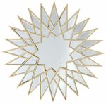 Homeroots - 34" Gold Sunburst Metal Framed Accent Mirror