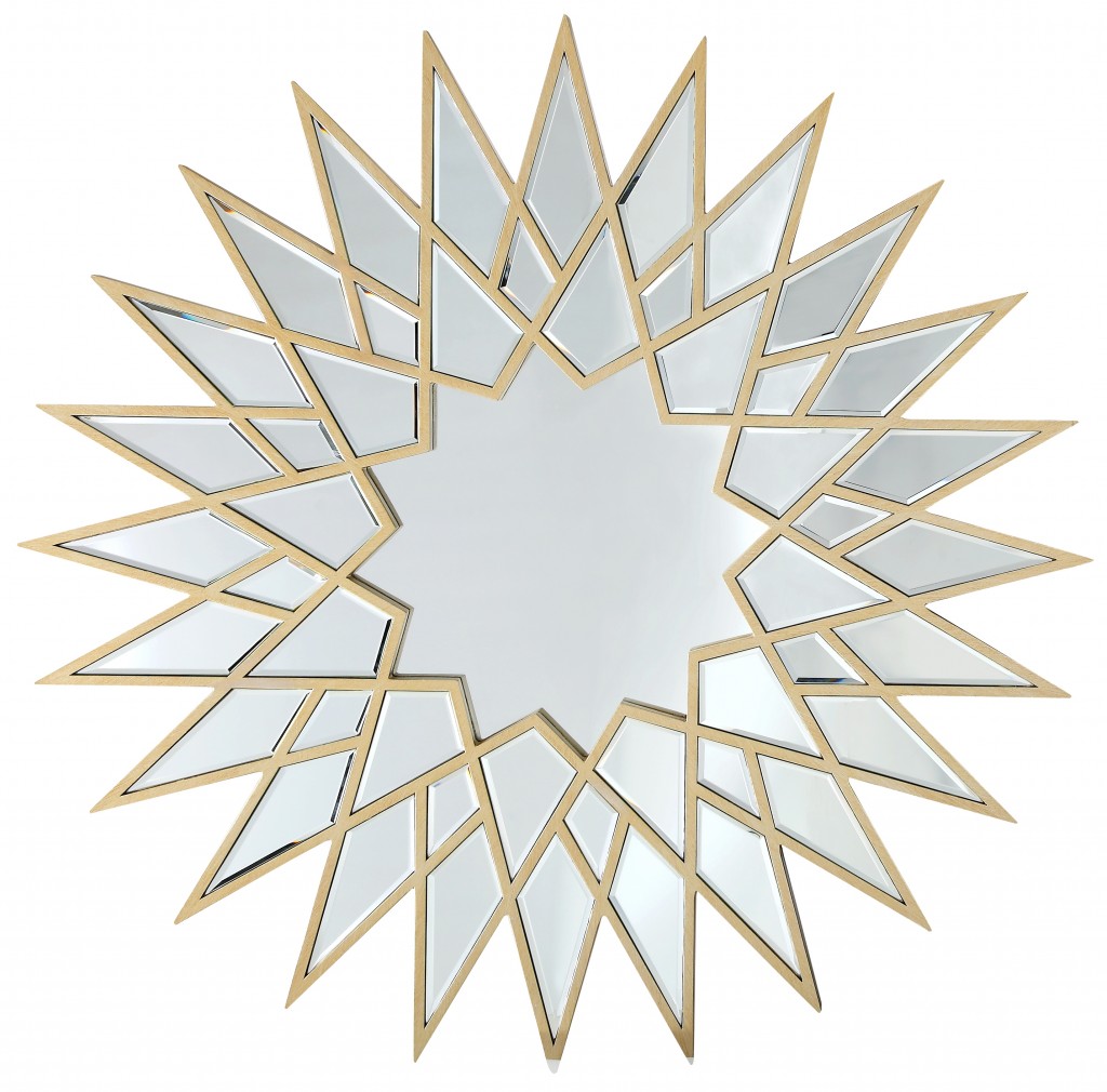 396590_1 Homeroots - 34" Gold Sunburst Metal Framed Accent Mirror - Image 1