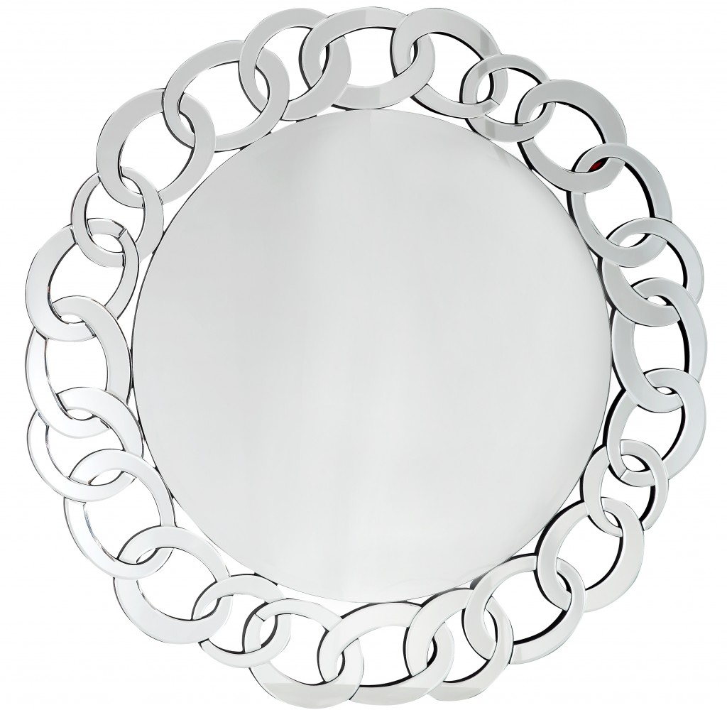 396597_1 Homeroots - 39" Clear Round Glass Framed Accent Mirror - Image 1