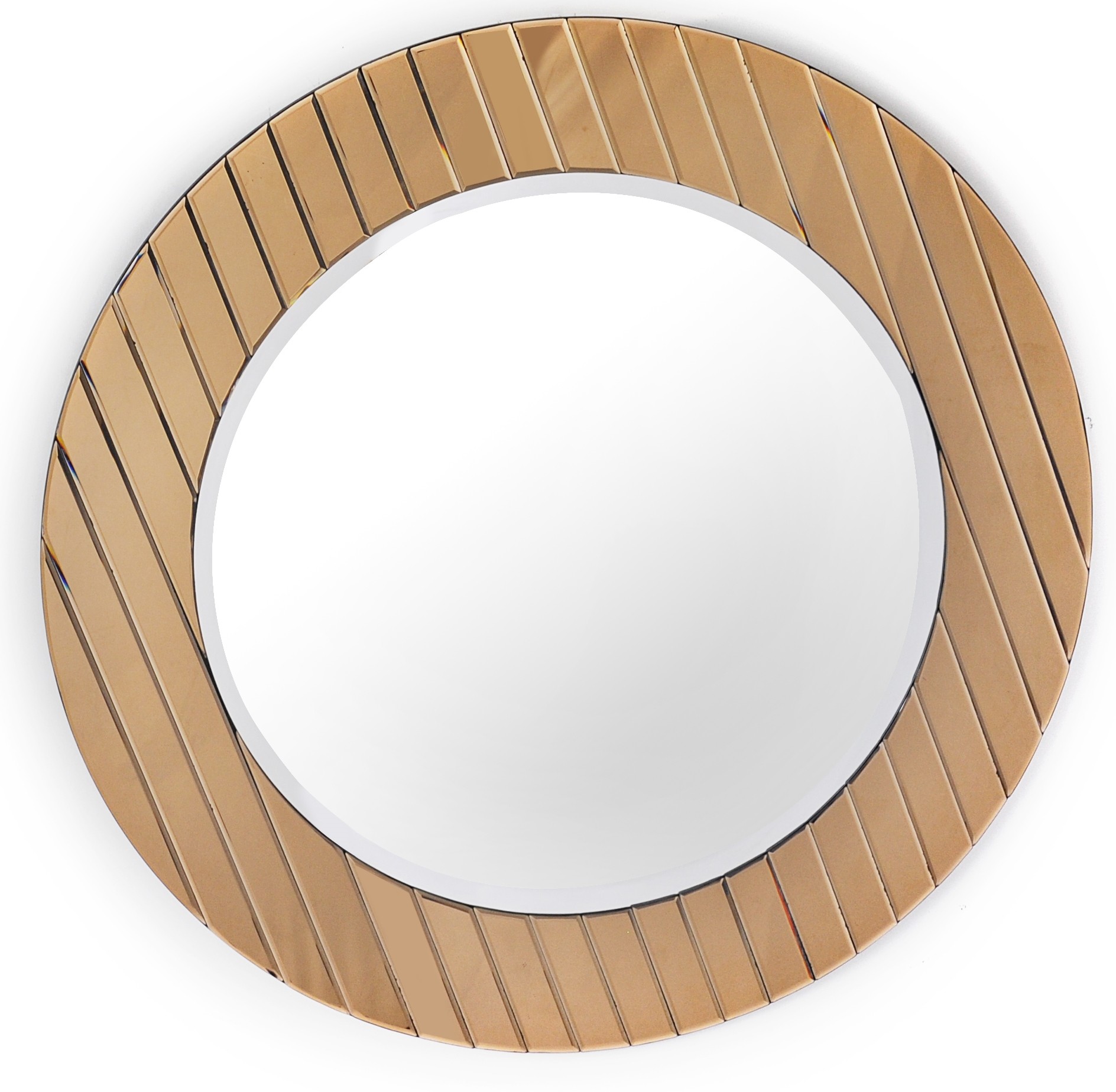 396608_1 Homeroots - 35" Gold Round Glass Framed Accent Mirror - Image 1
