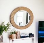 Homeroots - 35" Gold Round Glass Framed Accent Mirror - Image 2