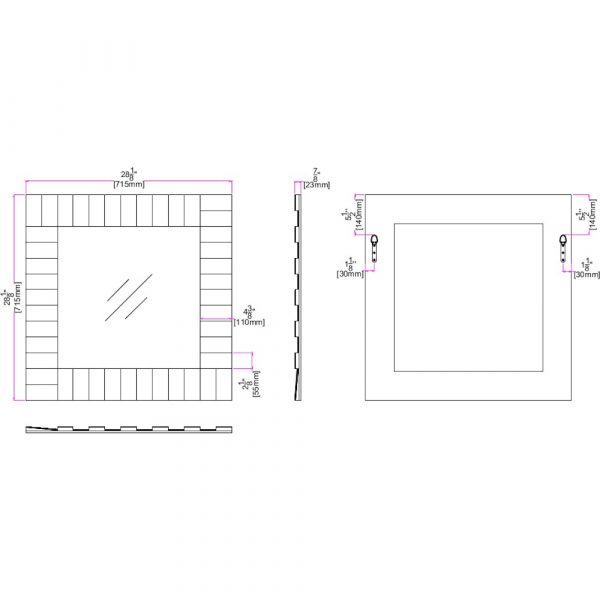 Homeroots - 28" Clear Square Glass Framed Accent Mirror - Image 5
