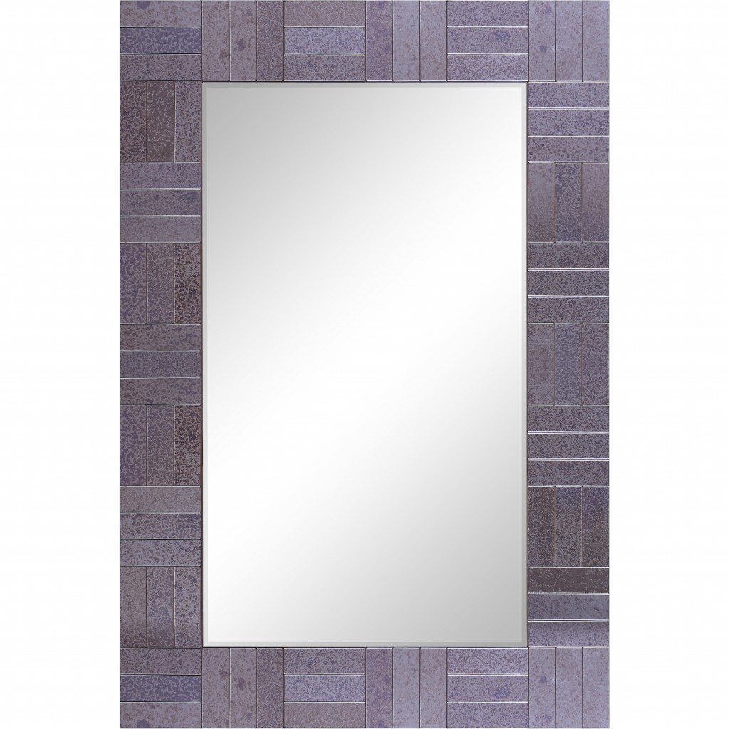 396622_1 Homeroots - 35" Gray Glass Framed Accent Mirror - Image 1