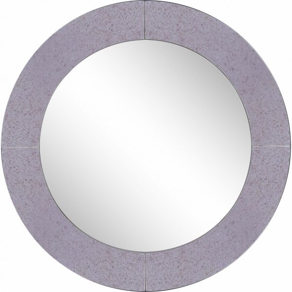 Homeroots - 30" Gray Round Glass Framed Accent Mirror - Image 1