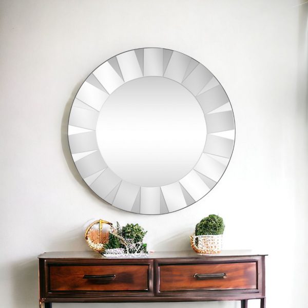 Homeroots - 30" Clear Round Glass Framed Accent Mirror - Image 2