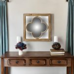 Homeroots - 10" Natural Brown With Whitewash Square Wall Mounted Accent Mirror