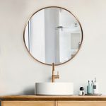 Homeroots - 32" Antiqued Brushed Brass Round Wall Mirror - Image 8