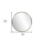 Homeroots - 32" Antiqued Brushed Brass Round Wall Mirror - Image 9