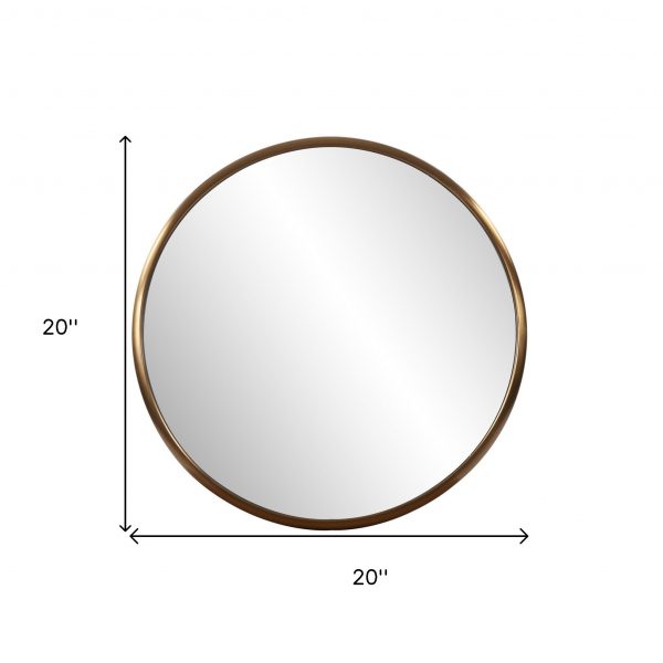 Homeroots - 20" Antiqued Brass Round Metal Framed Accent Mirror - Image 6