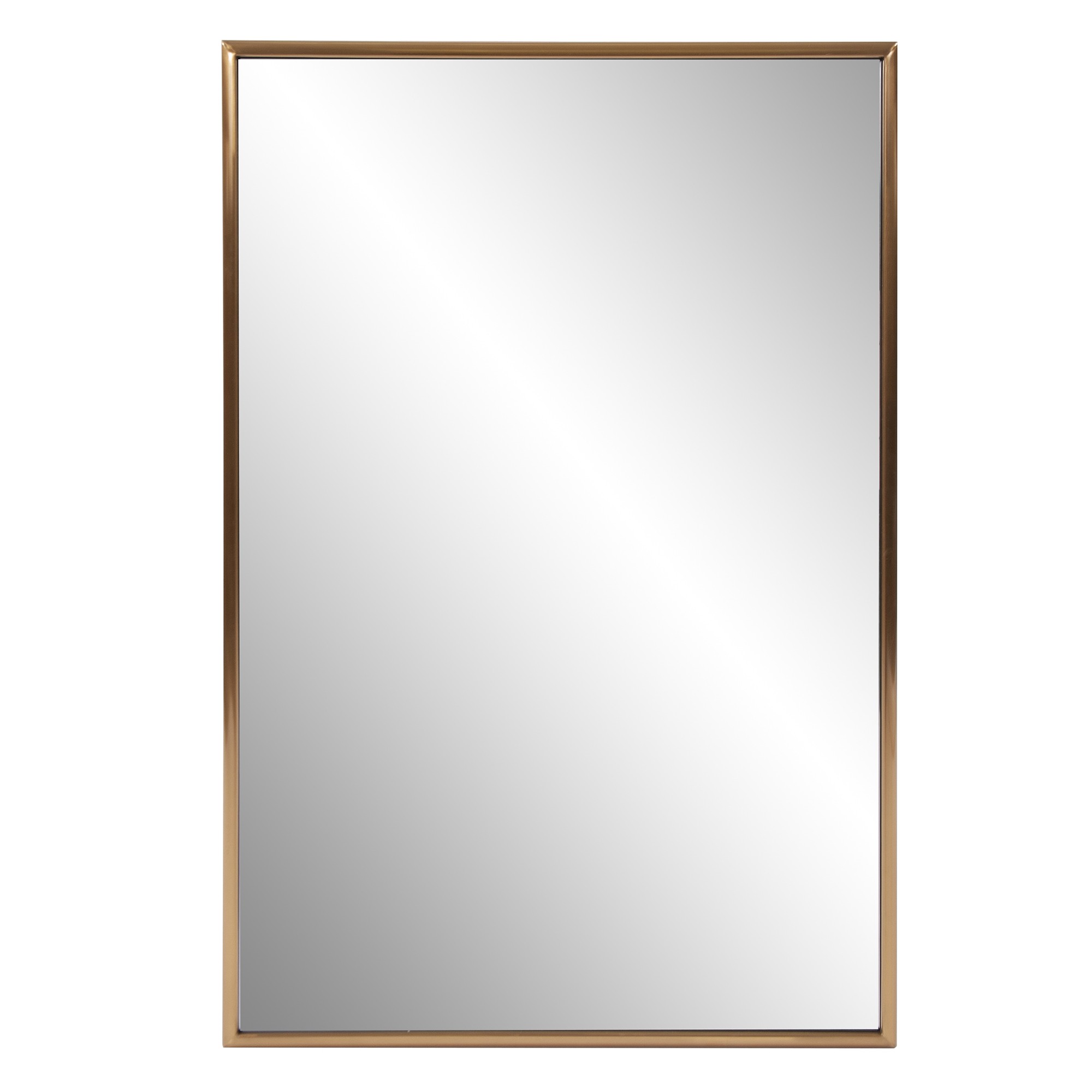 401212_1 Homeroots - Antiqued Brushed Brass Rectangular Wall Mirror - Image 1