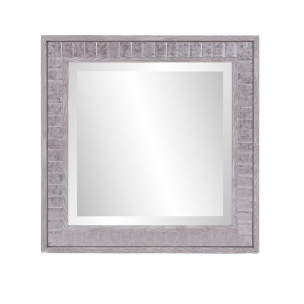 Homeroots - Warm Gray Faux Wood Square Mirror - Image 1
