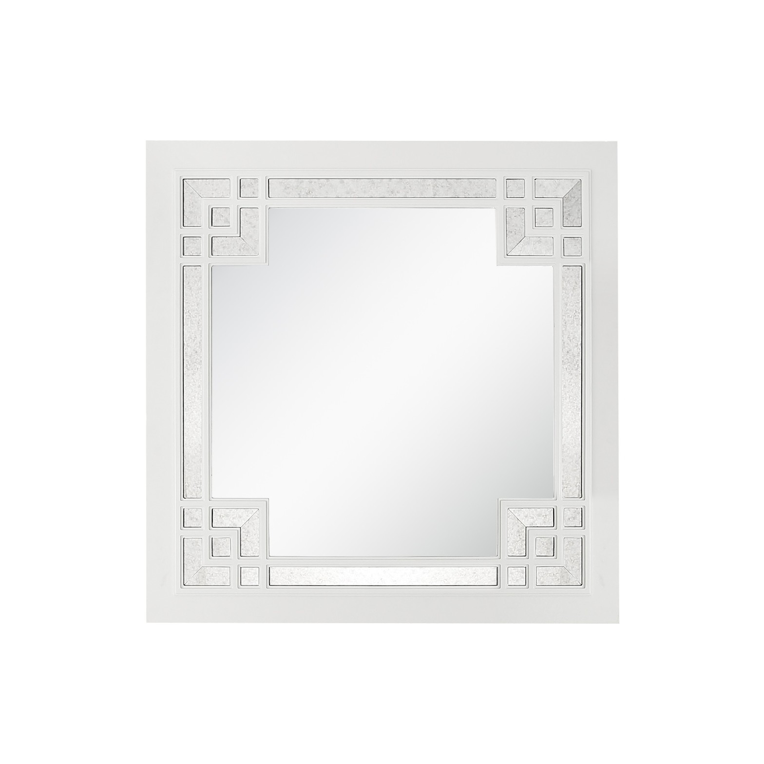 403715_13_KKBT7vcu Homeroots - 39" White Square Accent Wood Mirror - Image 1