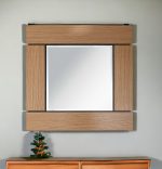 Homeroots - 35" Brown Square Accent Wood Mirror
