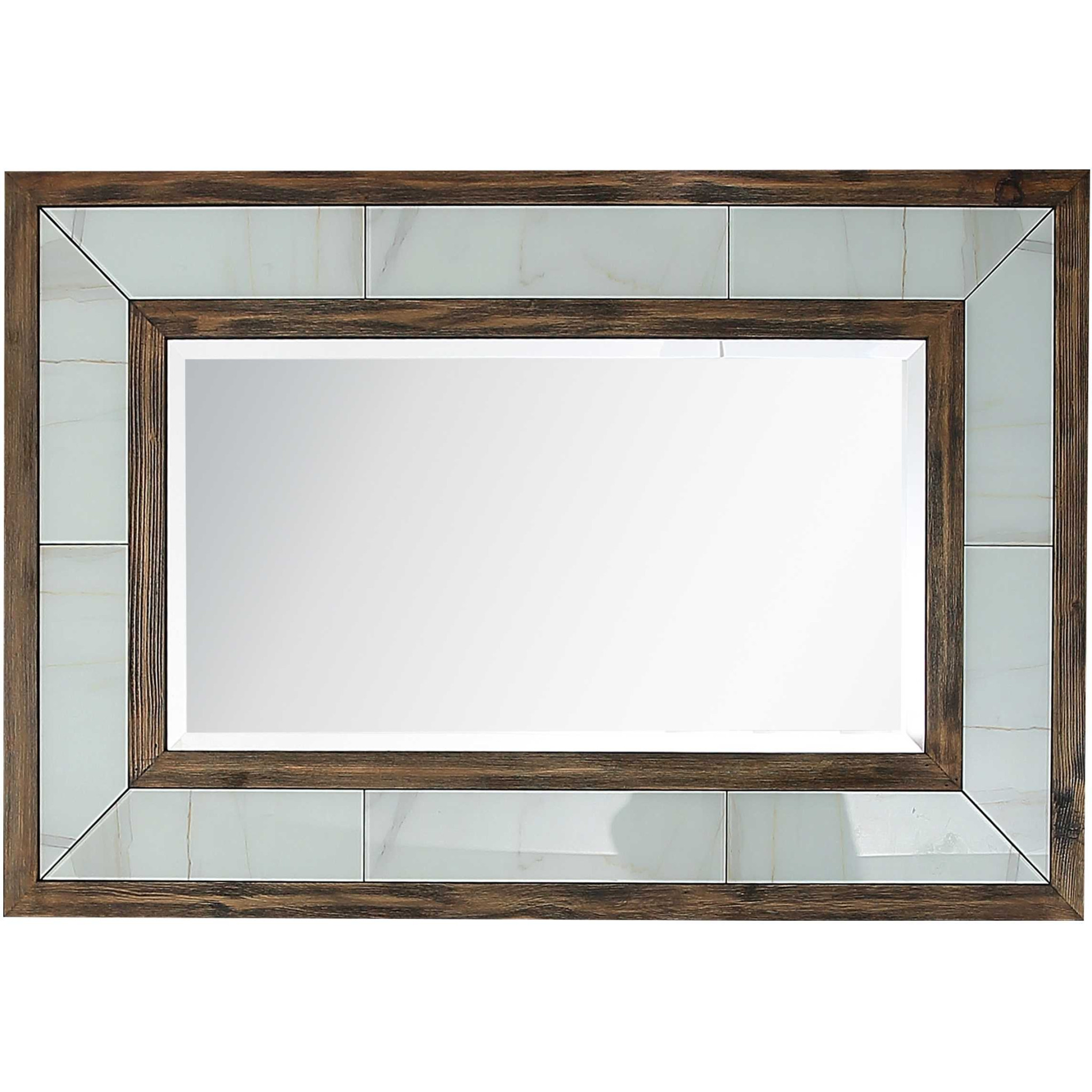403719_1 Homeroots - 32" Brown Wood Framed Accent Mirror - Image 1