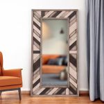 Homeroots - 71" Ivory and Gray Wood Framed Leaning Accent Mirror