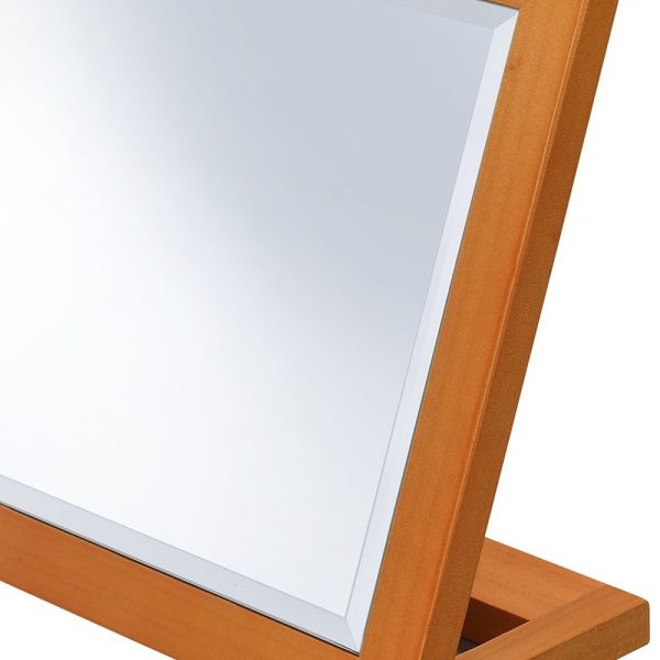 Homeroots - 8" Brown Wood Framed Freestanding Makeup Shaving Tabletop Mirror - Image 5