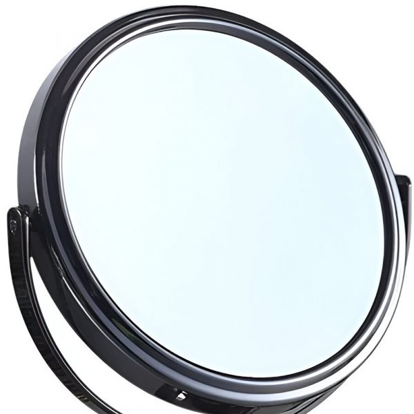 Homeroots - 9" Black Round Metal Framed Makeup Shaving Tabletop Mirror - Image 5