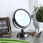 Homeroots - 9" Black Round Metal Framed Makeup Shaving Tabletop Mirror - Image 5