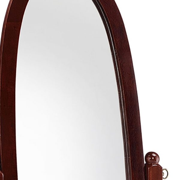 Homeroots - 59" Brown Cherry Oval Framed Cheval Standing Mirror - Image 4