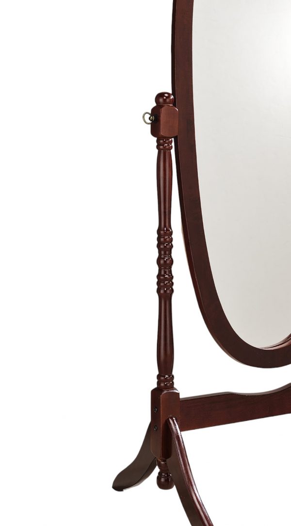 Homeroots - 59" Brown Cherry Oval Framed Cheval Standing Mirror - Image 3