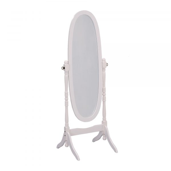 Homeroots - 60" White Oval Wood Framed Freestanding Cheval Mirror - Image 3