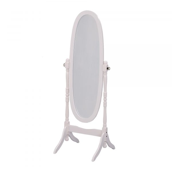 Homeroots - 60" White Oval Wood Framed Freestanding Cheval Mirror - Image 2