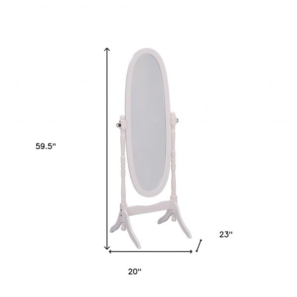 Homeroots - 60" White Oval Wood Framed Freestanding Cheval Mirror - Image 6