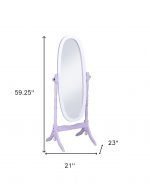 Homeroots - 59" Purple And White Wood Freestanding Oval Framed Cheval Mirror - Image 6